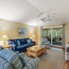 Charming Island Getaway with a Furnished Deck Offering Forest & Fairway Views
