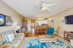 First-floor beach condo w/Gulf and ocean views and two covered decks
