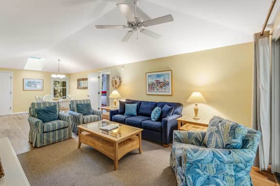 Charming Island Getaway with a Furnished Deck Offering Forest & Fairway Views