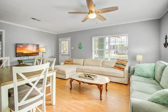 Dog-friendly, ocean-view getaway with grill, deck, beach access & basketball