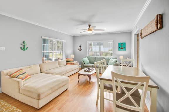 Dog-friendly, ocean-view getaway with grill, deck, beach access & basketball