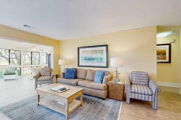 First-floor villa overlooking the Ocean Winds golf course 18th fairway