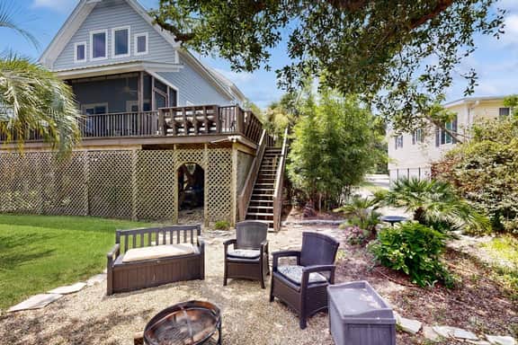 Gorgeous home with marsh views, deck, firepit & gourmet kitchen