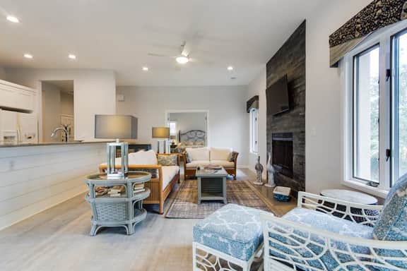 Handicap accessible villa featuring views of hole #1 at Crooked Oaks