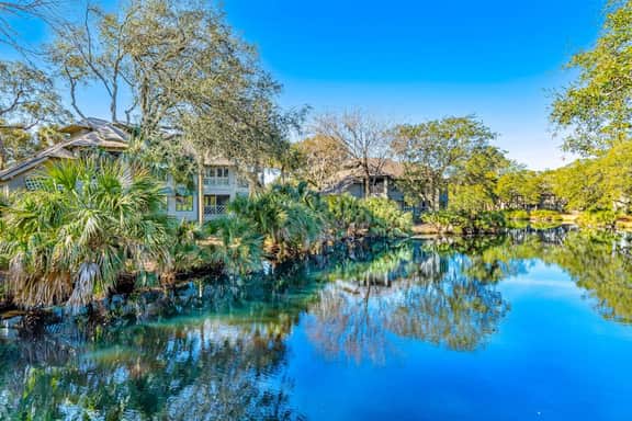 Relaxing Lagoon-View Villa Near Beach, Golf & Steps from Trails