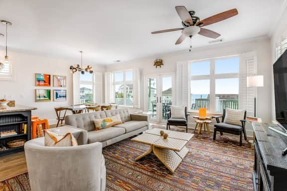 Stunning home with panoramic views and private dock - walk to the beach