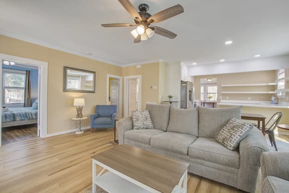 Charming home steps from beach with two full kitchens, deck, patio, WiFi & AC