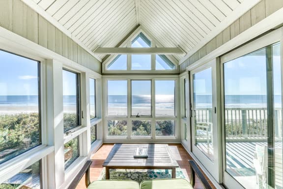 Dog-Friendly Waterfront Condo with Furnished Deck & Beach Views