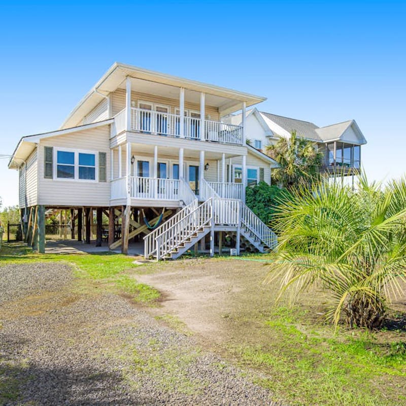 Spacious Folly Beach Retreat w/ Multi-Level Decks & Water Views